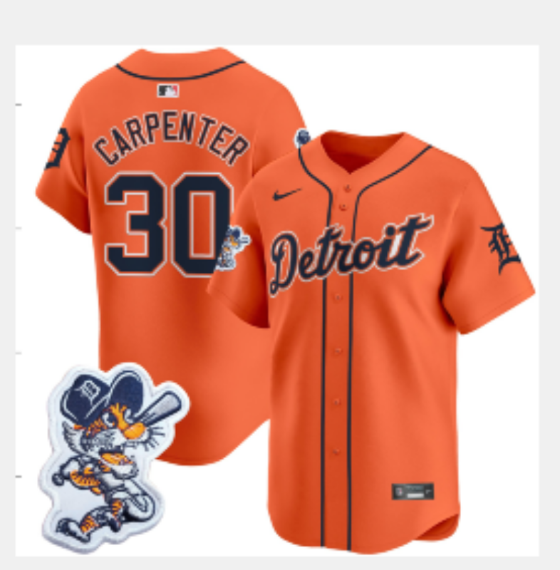 Men 2025 Detroit Tigers #30 Carpenter orange Game Nike MLB All Star Jersey 001